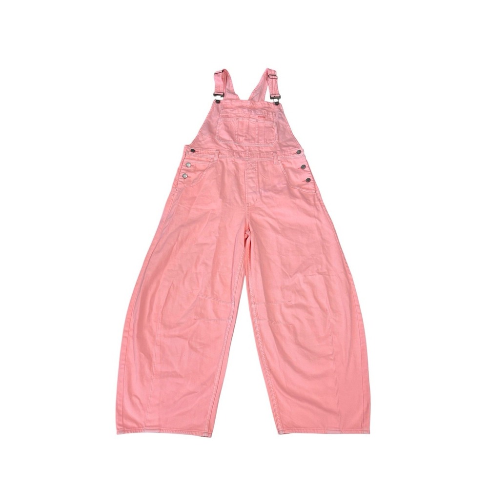 Gap Horseshoe Overalls Women Size M Peach Pastel Orange Loose Fit Denim Boho New